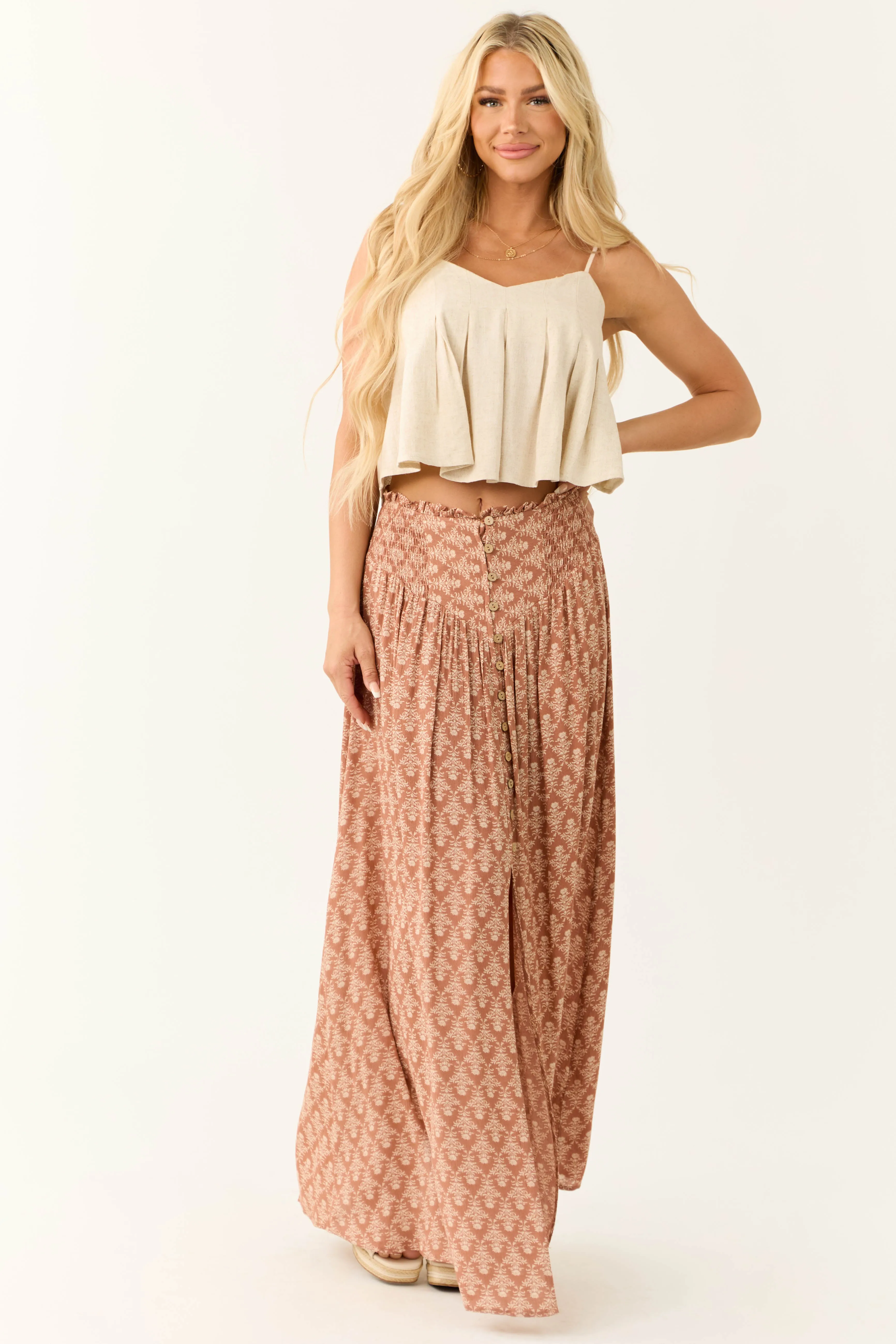 Ginger Abstract Floral Print Maxi Skirt