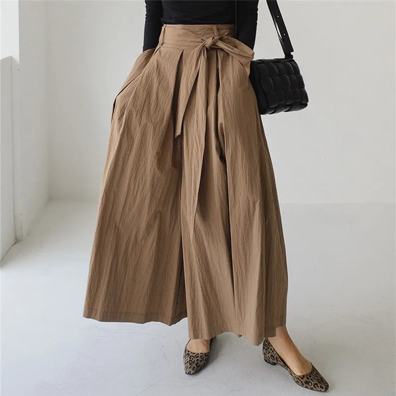 Girlary-shop 2000s fashion Plus Size Wide-Leg Pants Skirt 2024 Autumn New Elastic High Waist Pants BF Casual Student Slimming Flared Cropped Pants