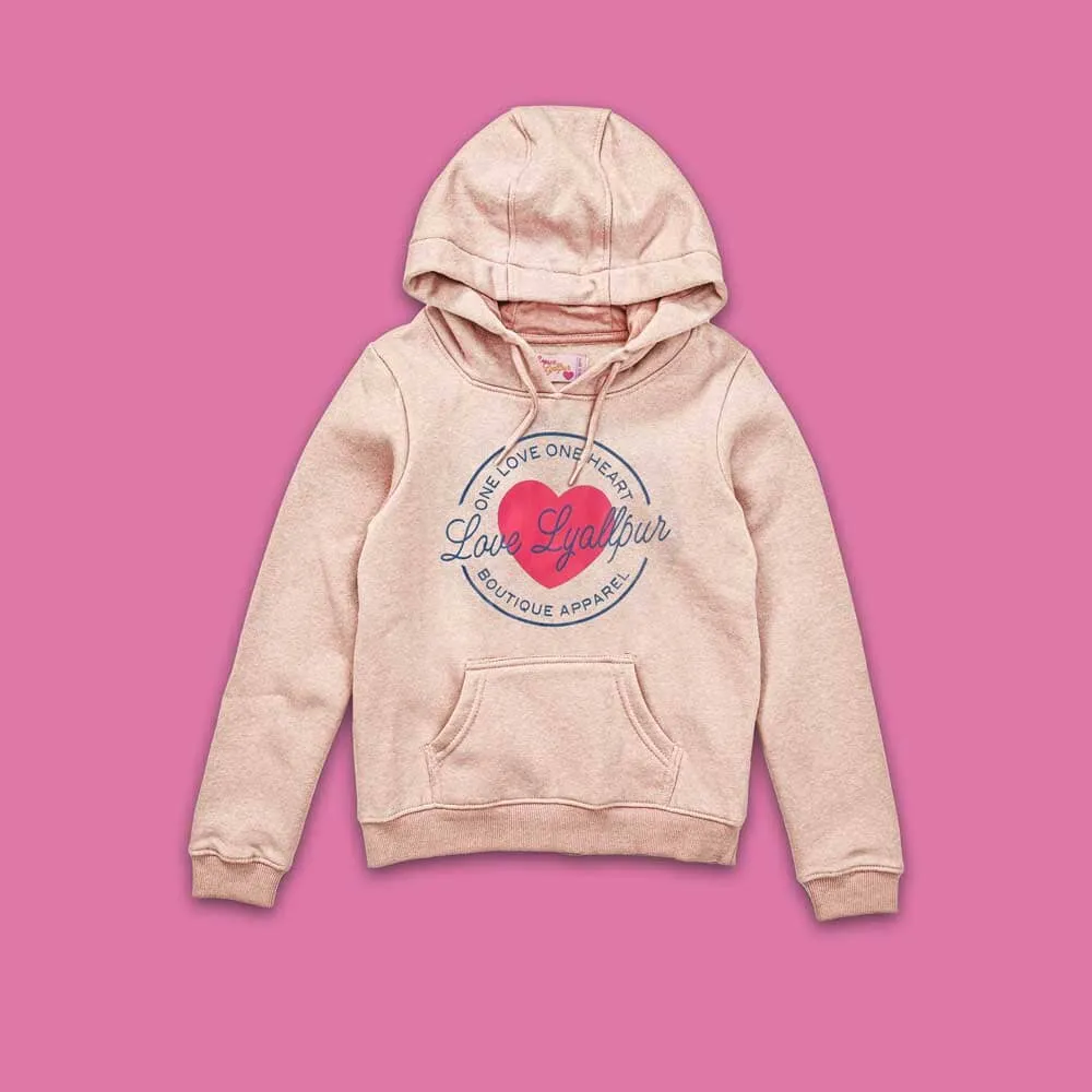 Girl's One Love One Heart Printed Pullover Hoodie