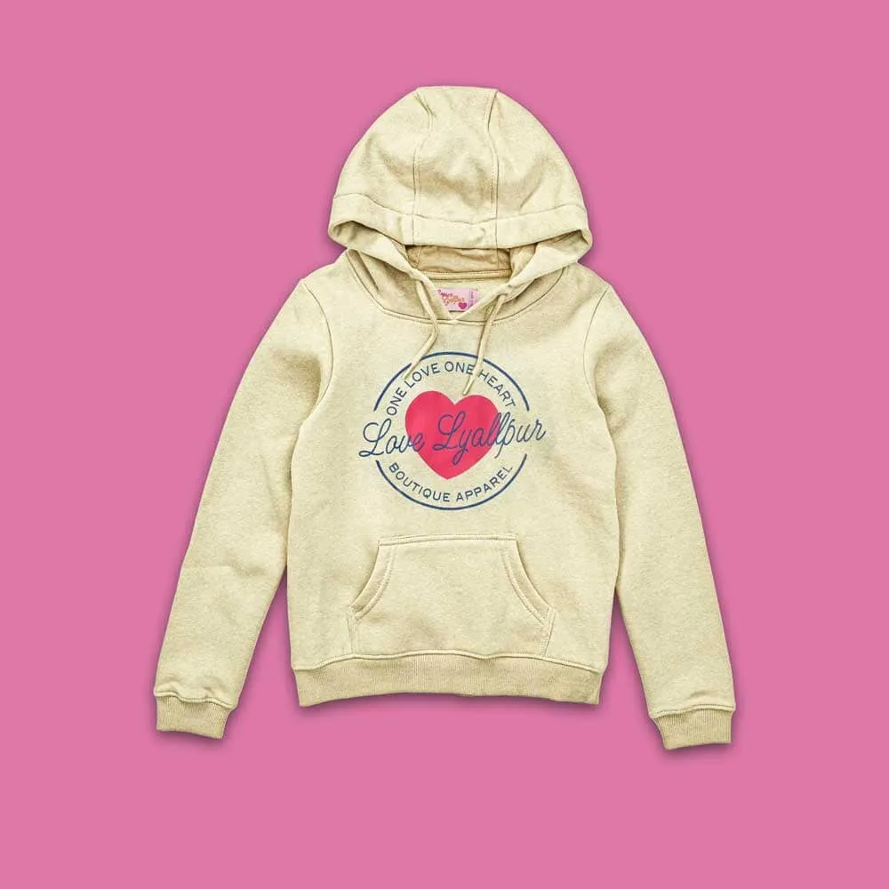 Girl's One Love One Heart Printed Pullover Hoodie