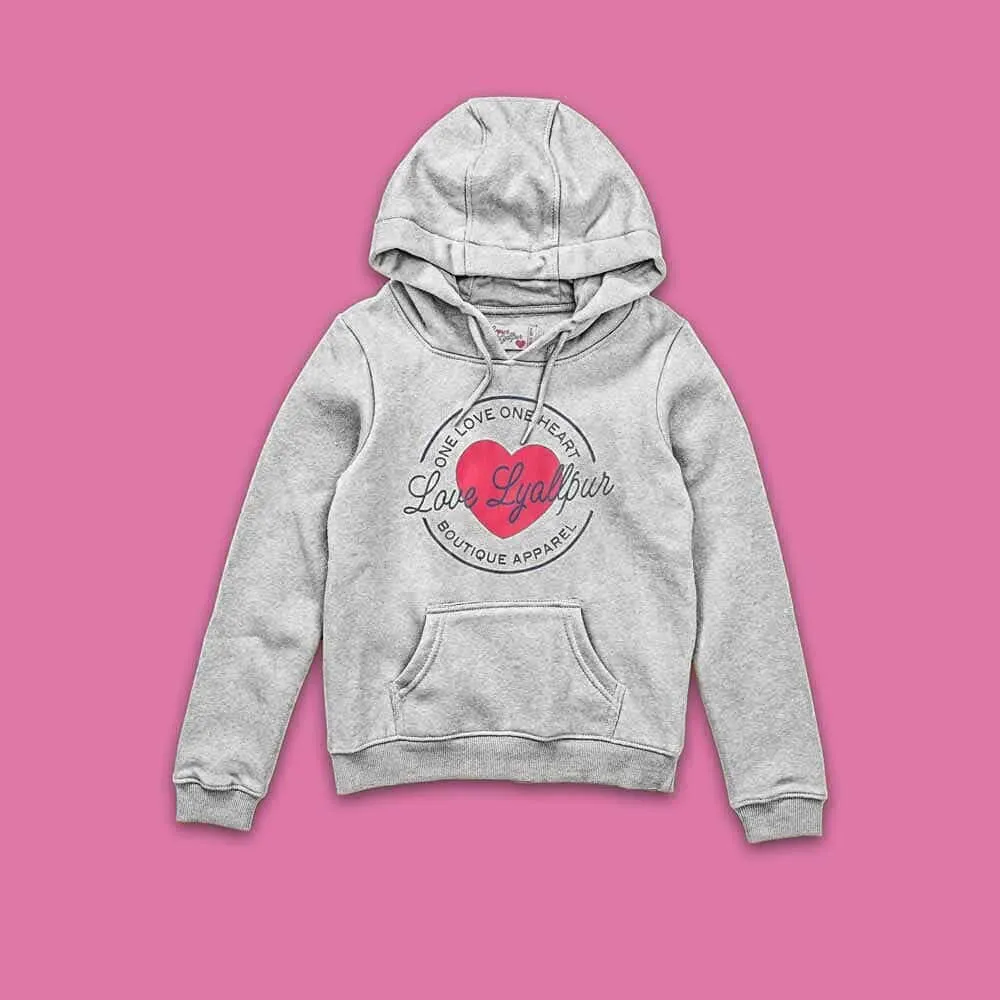 Girl's One Love One Heart Printed Pullover Hoodie