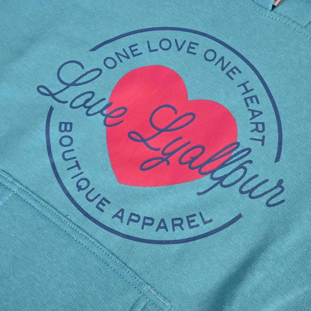 Girl's One Love One Heart Printed Pullover Hoodie