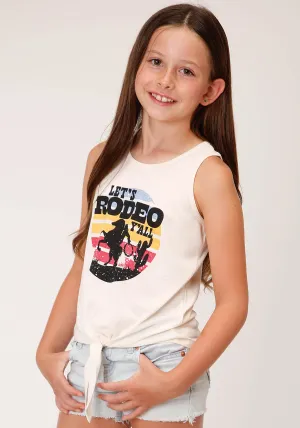 GIRLS SHORT SLEEVE KNIT CREAM POLY RAYON TANK W TIE FRONTT T-SHIRT