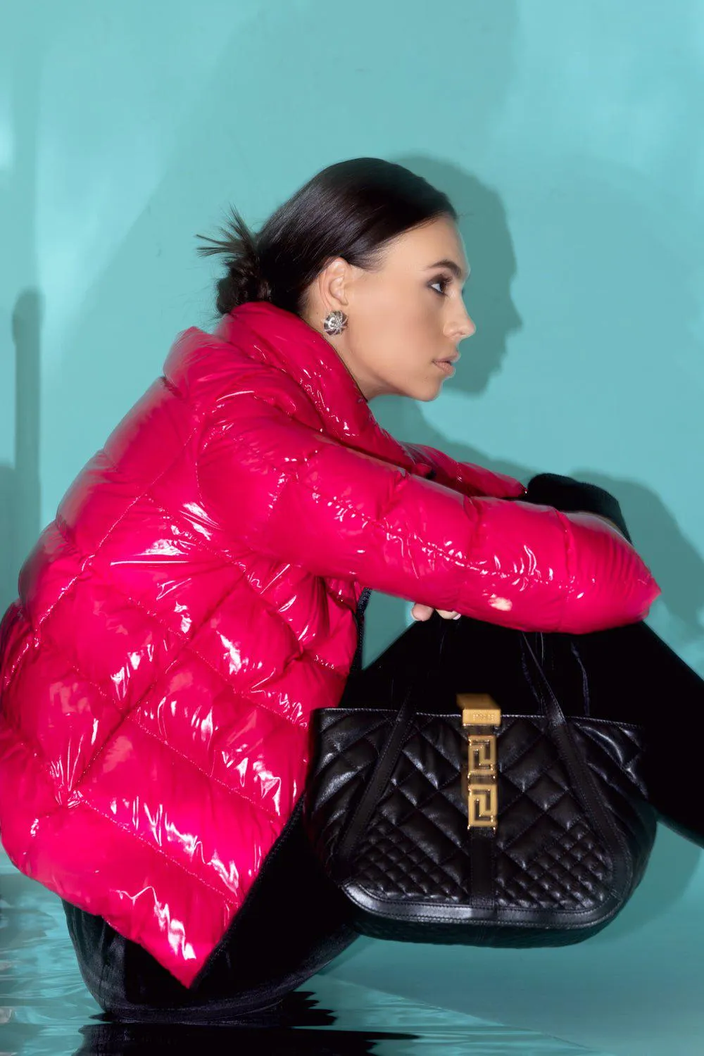 Glossy Short Jacket with Gloves