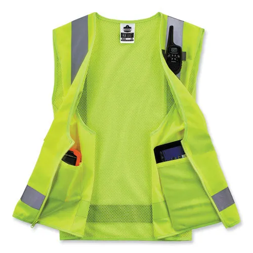 Glowear 8249z-s Single Size Class 2 Economy Surveyors Zipper Vest, Polyester, 4x-large, Lime, Ships In 1-3 Business Days