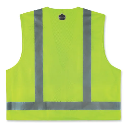 Glowear 8249z-s Single Size Class 2 Economy Surveyors Zipper Vest, Polyester, 4x-large, Lime, Ships In 1-3 Business Days