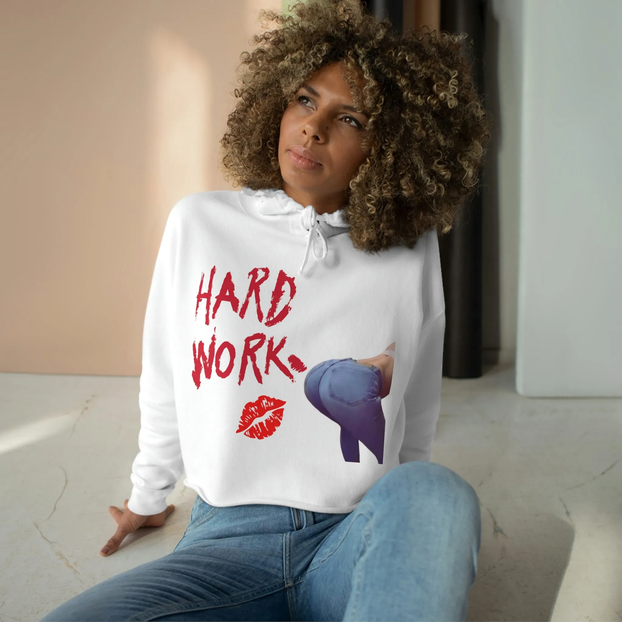 Hard Work Crop Hoodie