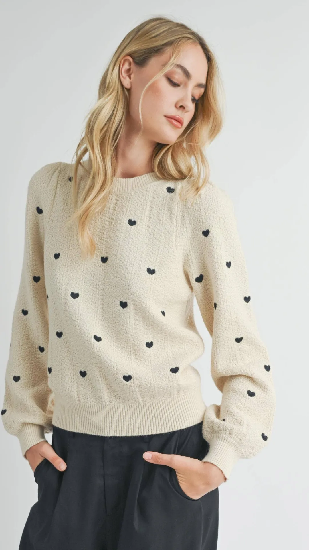 Heart Eyes Embroidered Sweater