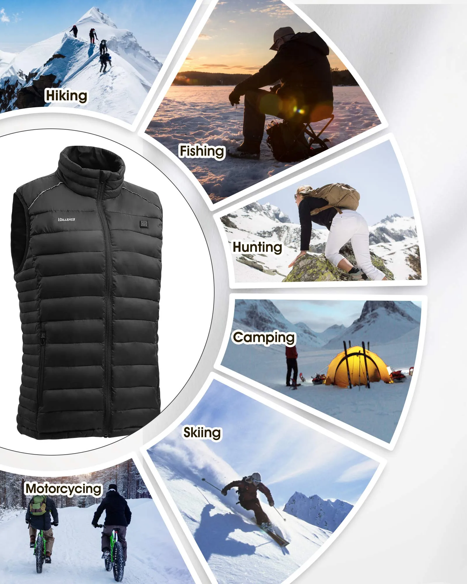 Heated Vest, Lightweight Outdoor Clothing with Battery Pack, 4 Large Heating Panels