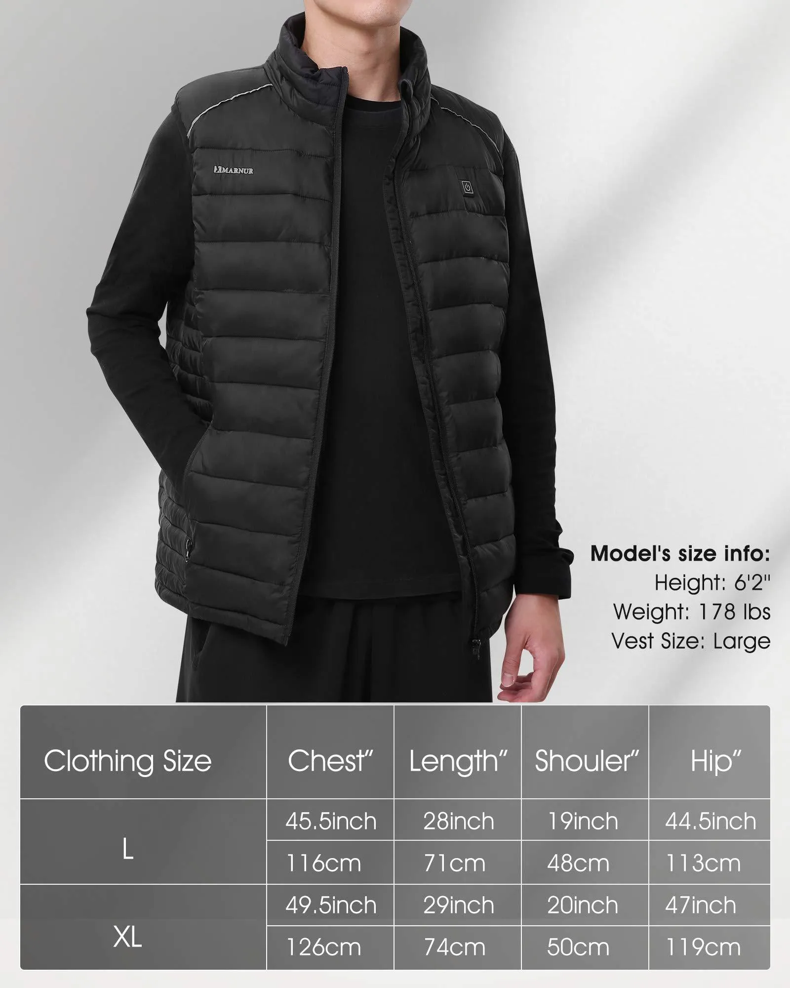 Heated Vest, Lightweight Outdoor Clothing with Battery Pack, 4 Large Heating Panels