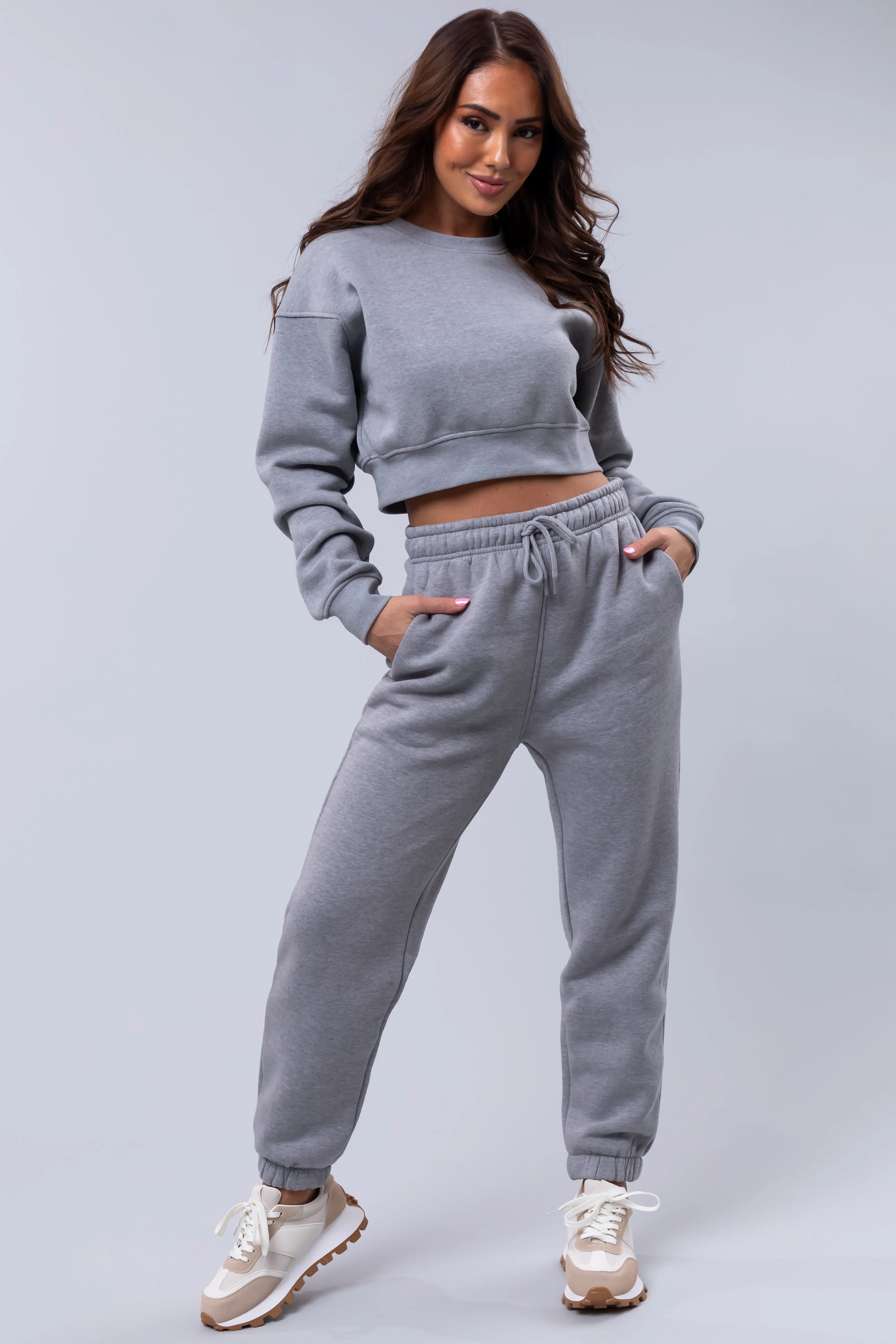 Heather Grey Fleece Drawstring Sweatpants