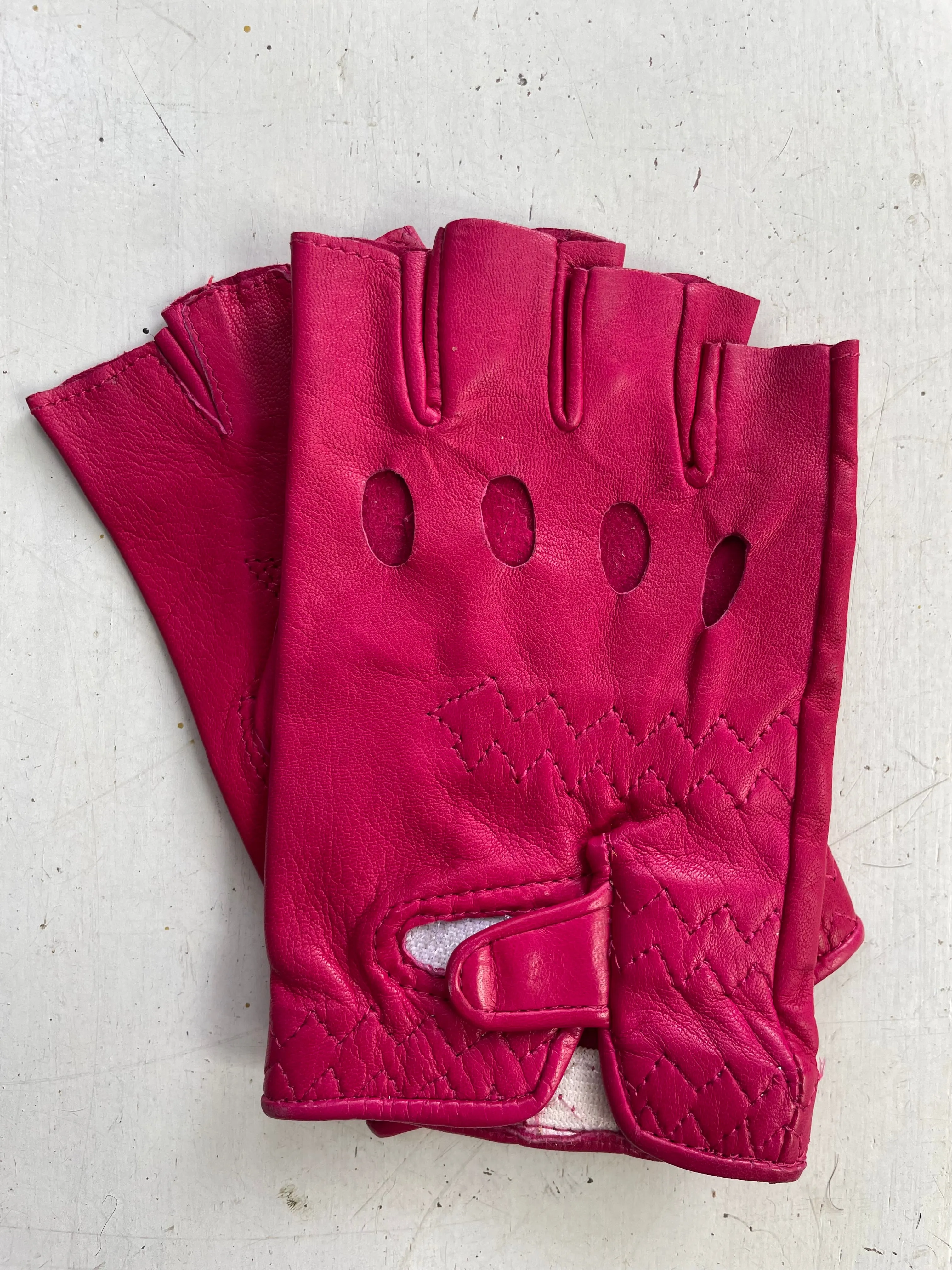 Ines Vintage - Fingerless Fashion Leather Driving Gloves