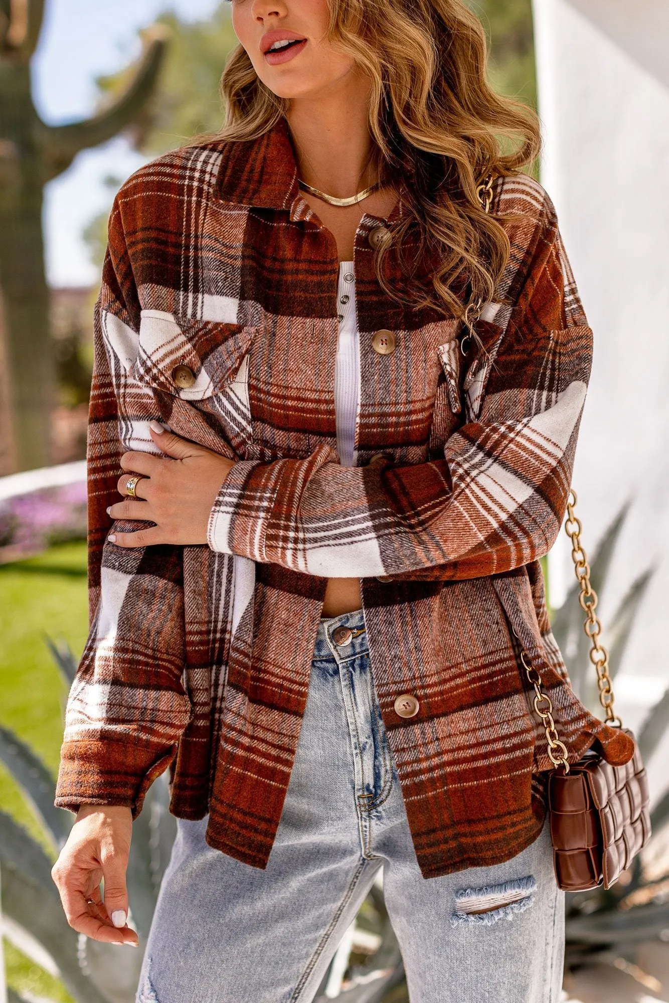 Just Be Brown Plaid Shacket