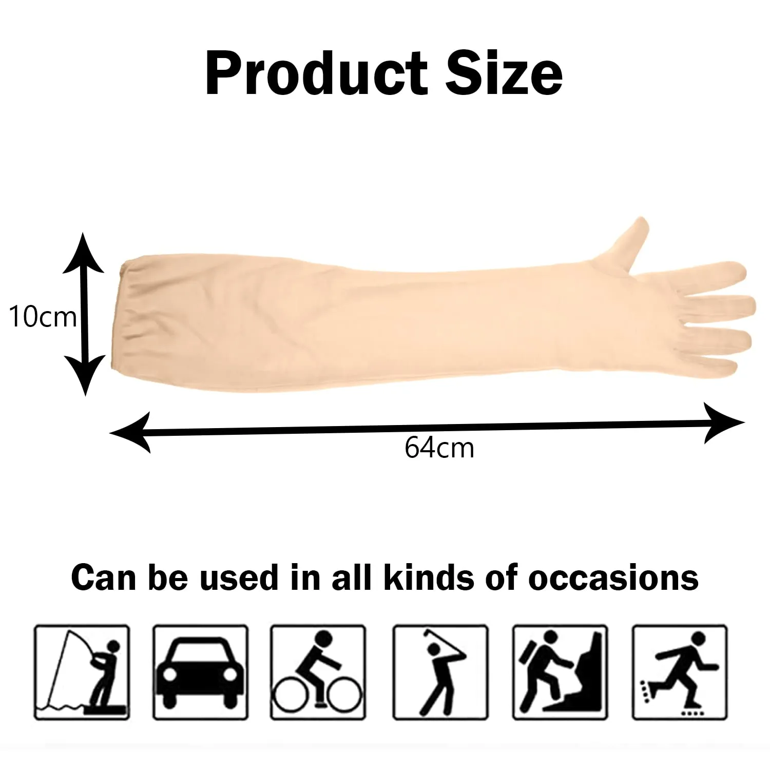 Kuber Industries Full Arm Sleeves Gloves | Cotton Summer Gloves | Protection From Sun Burns | Dust | Pollution | Gloves For Women | Gloves For Men | 1 Pair | Cream