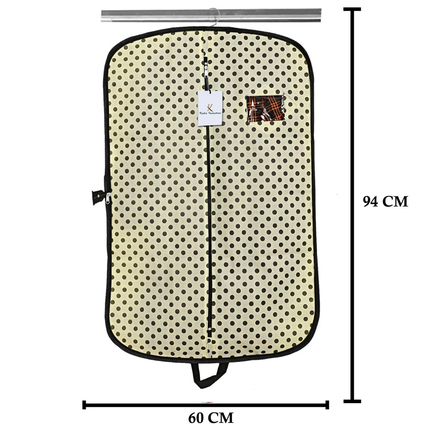 Kuber Industries Polka Dots Printed Foldable Non Woven Men's Coat Blazer Cover (Cream) -CTKTC43363