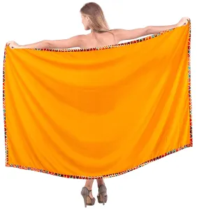 LA LEELA Rayon Swimsuit Bathing Beach Wrap Sarong Solid 78"X42" Orange_6609