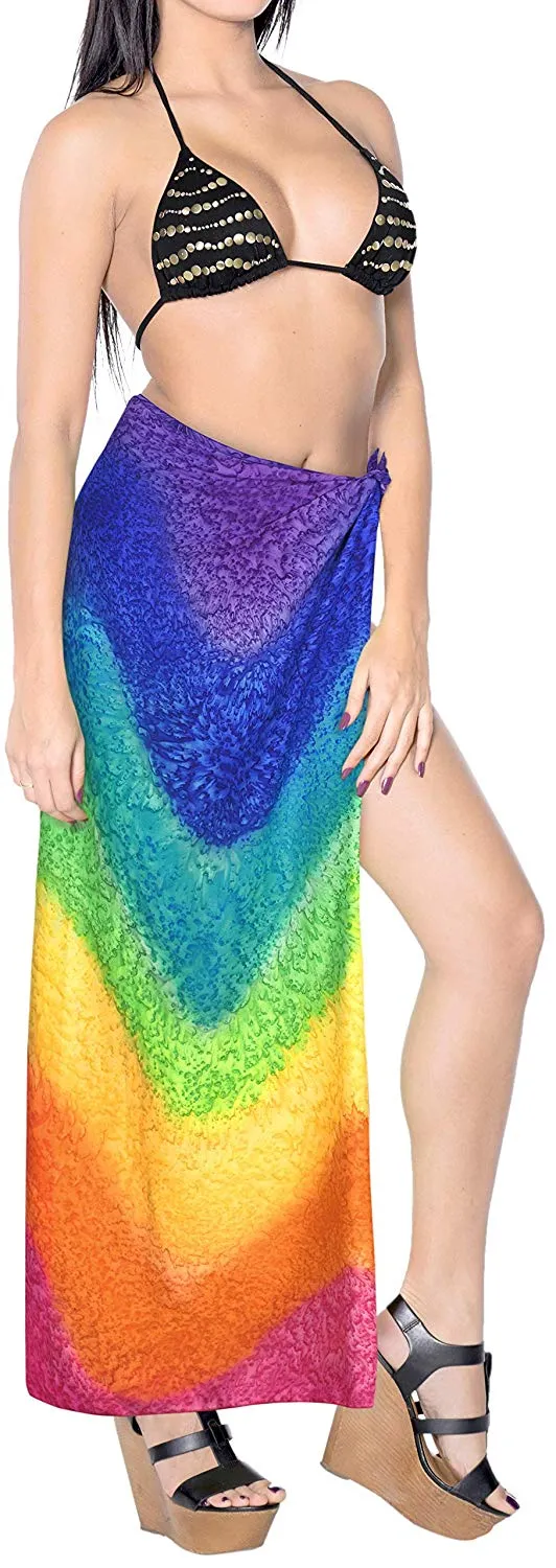 LA LEELA Women Beachwear Bikini Cover up Wrap Dress Swimwear Sarong 20 ONE Size