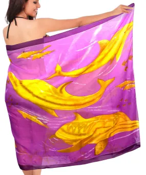 LA LEELA Women's Pareo Canga Sarong Skirt Swimwear Cover Up 72"x42" Purple_O506