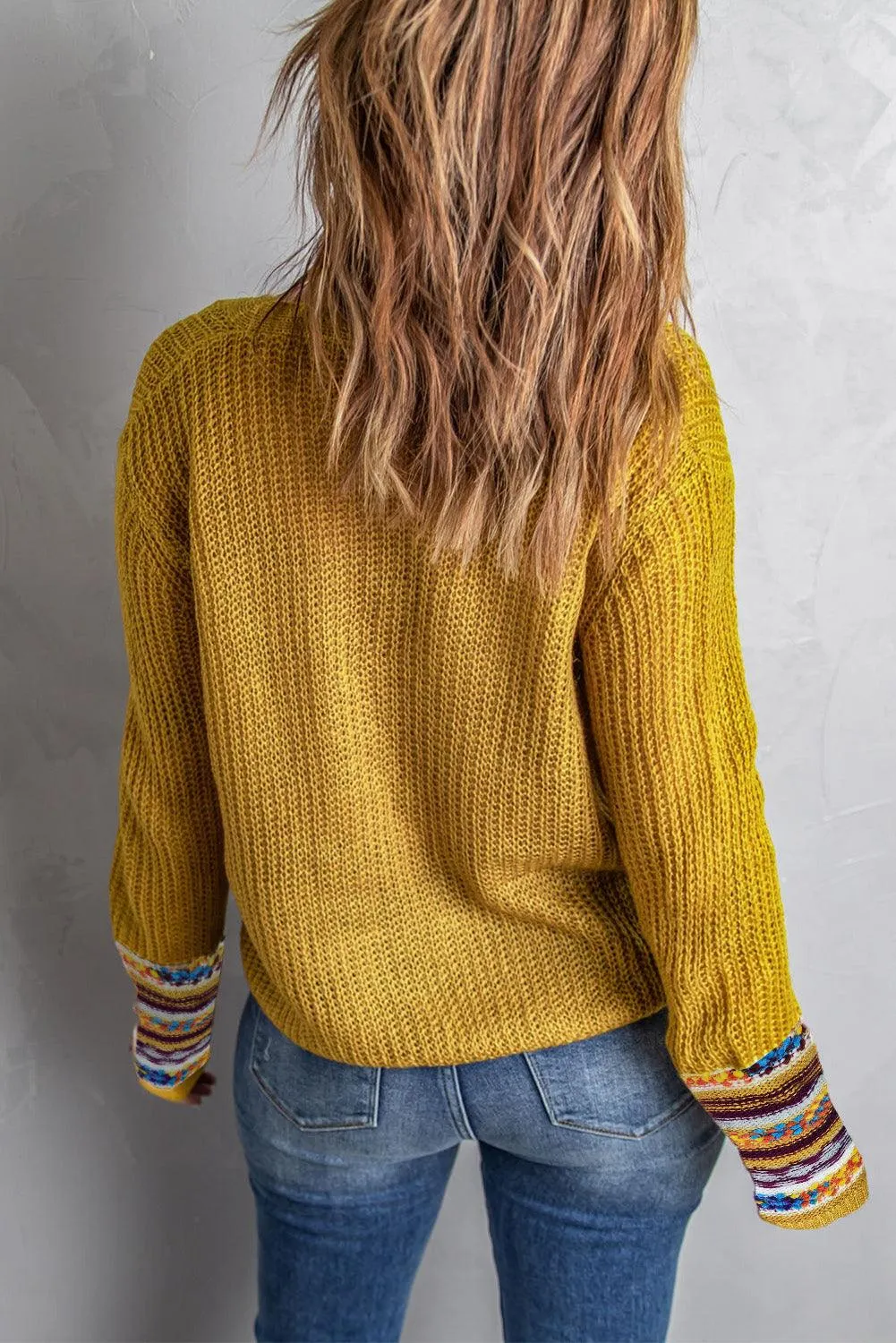 Lace up V Neck Knit Sweater