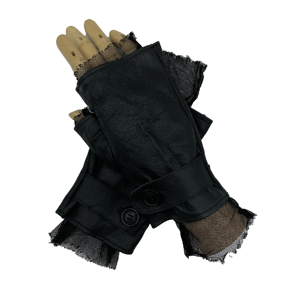 LEATHER FINGERLESS GLOVES