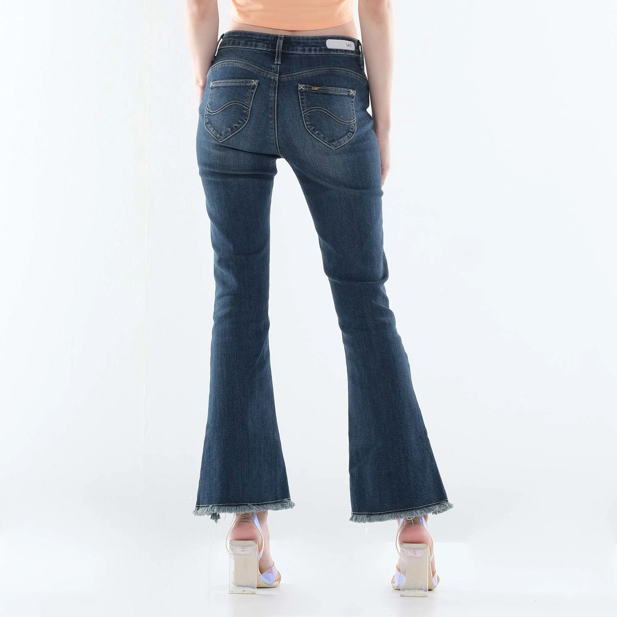 LEE WOMENS FLARE DENIM JEANS IN DARK TRUXEL