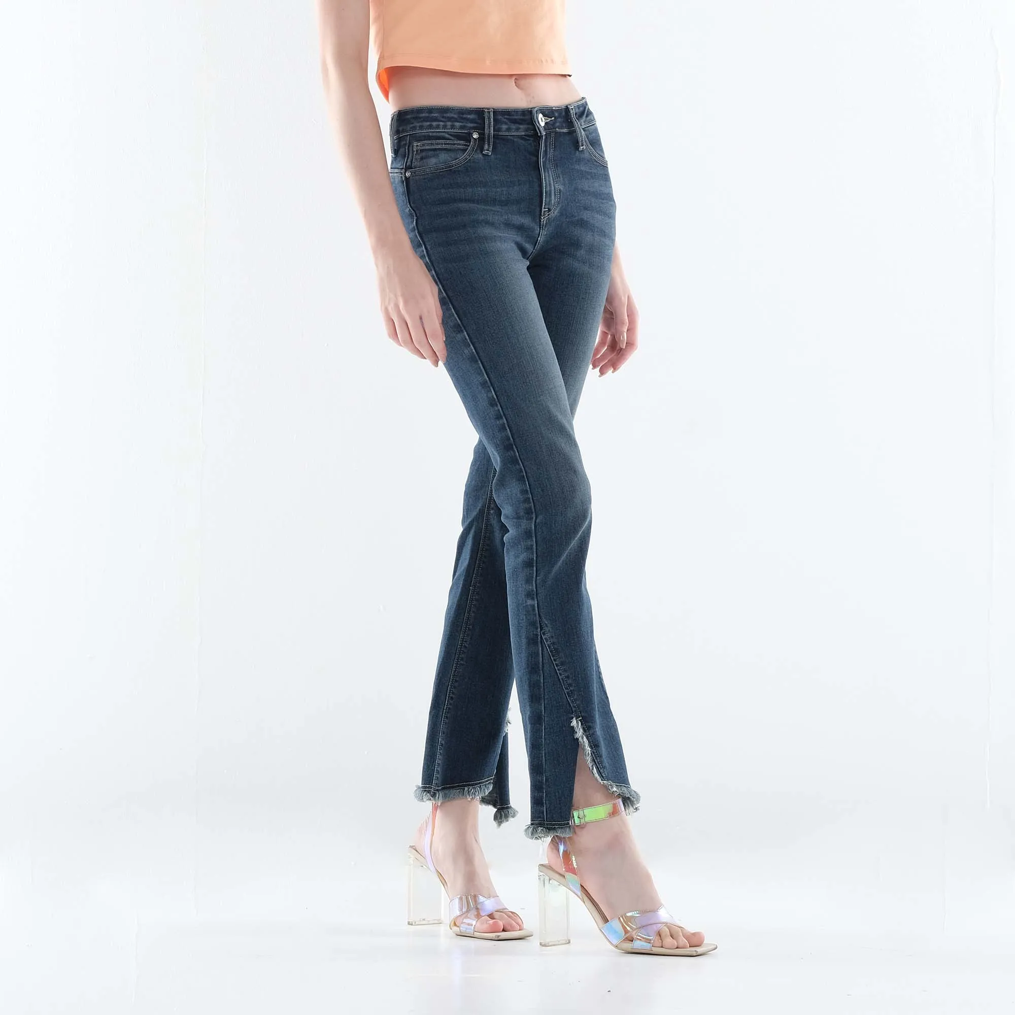 LEE WOMENS FLARE DENIM JEANS IN DARK TRUXEL