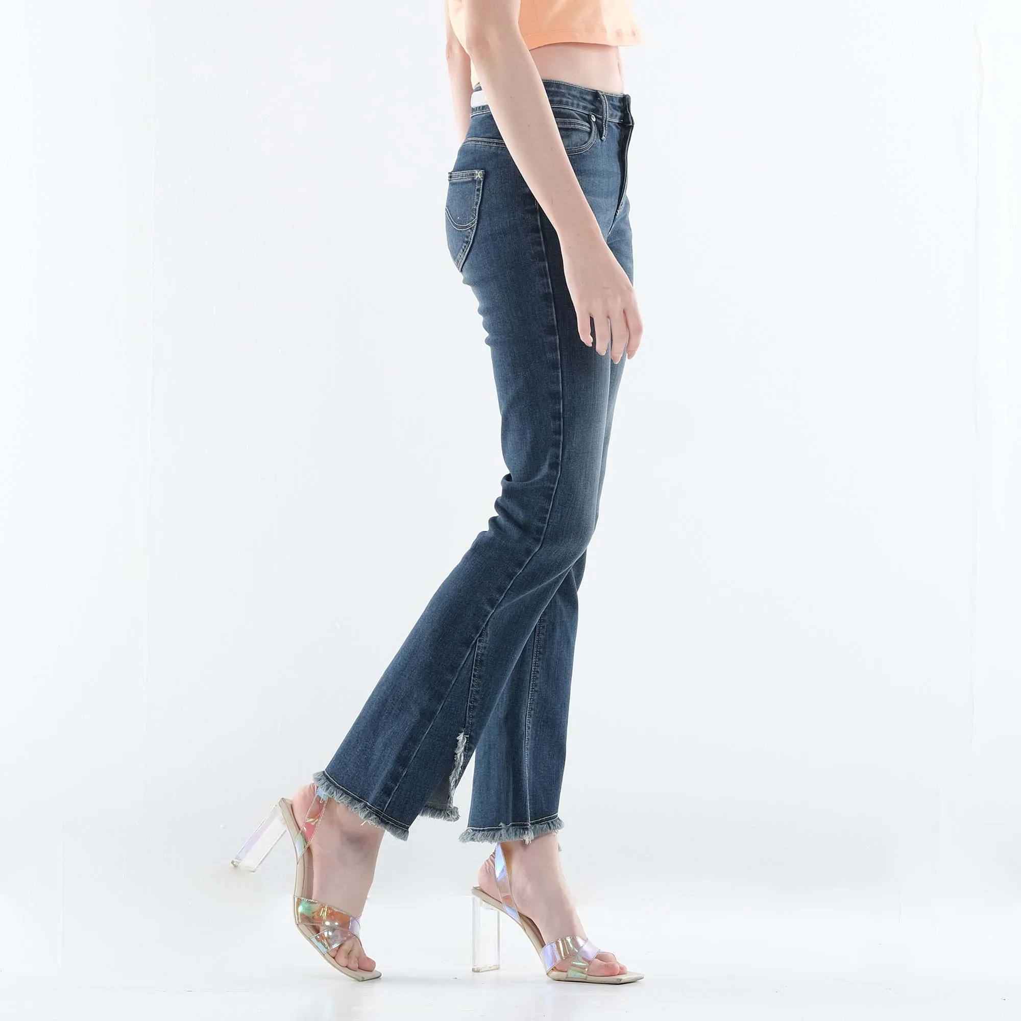 LEE WOMENS FLARE DENIM JEANS IN DARK TRUXEL