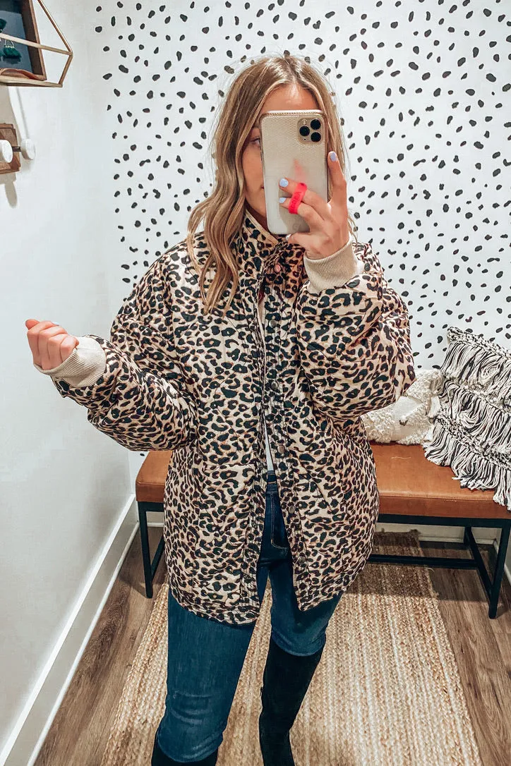 Leona Leopard Quilted Puffer Jacket