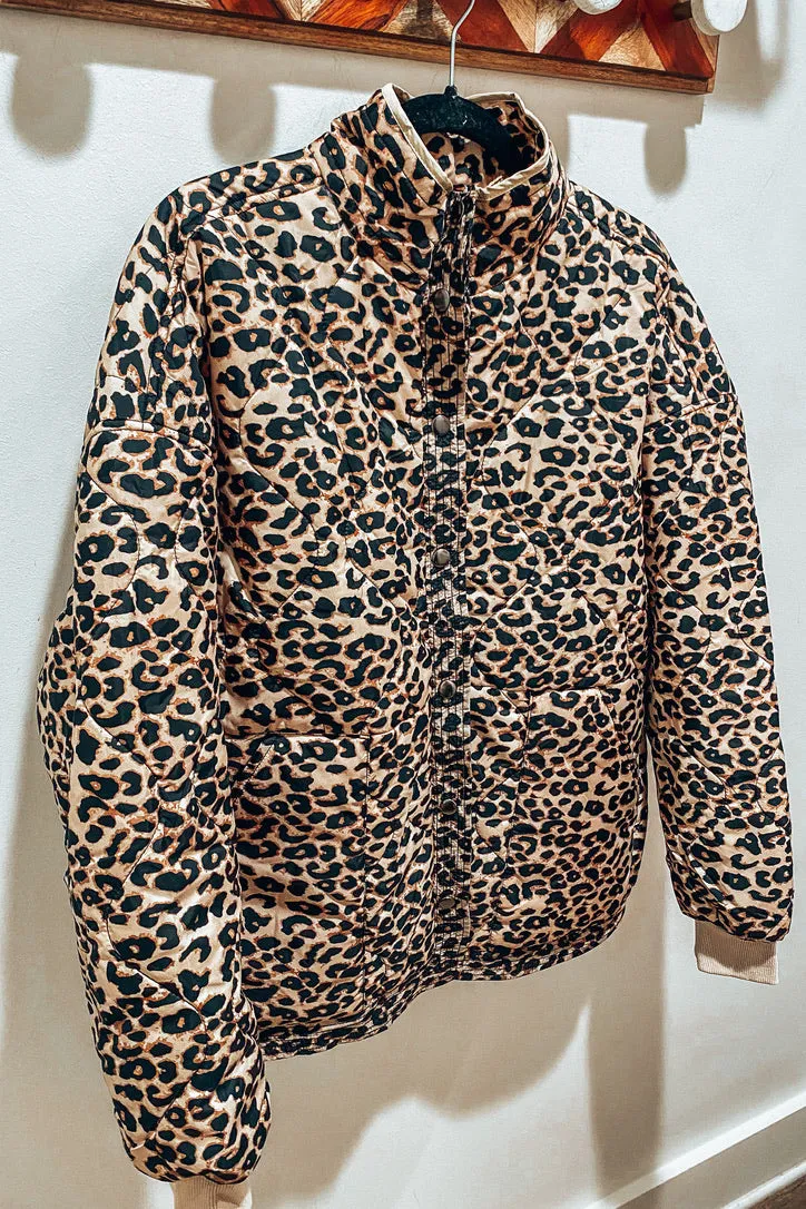 Leona Leopard Quilted Puffer Jacket