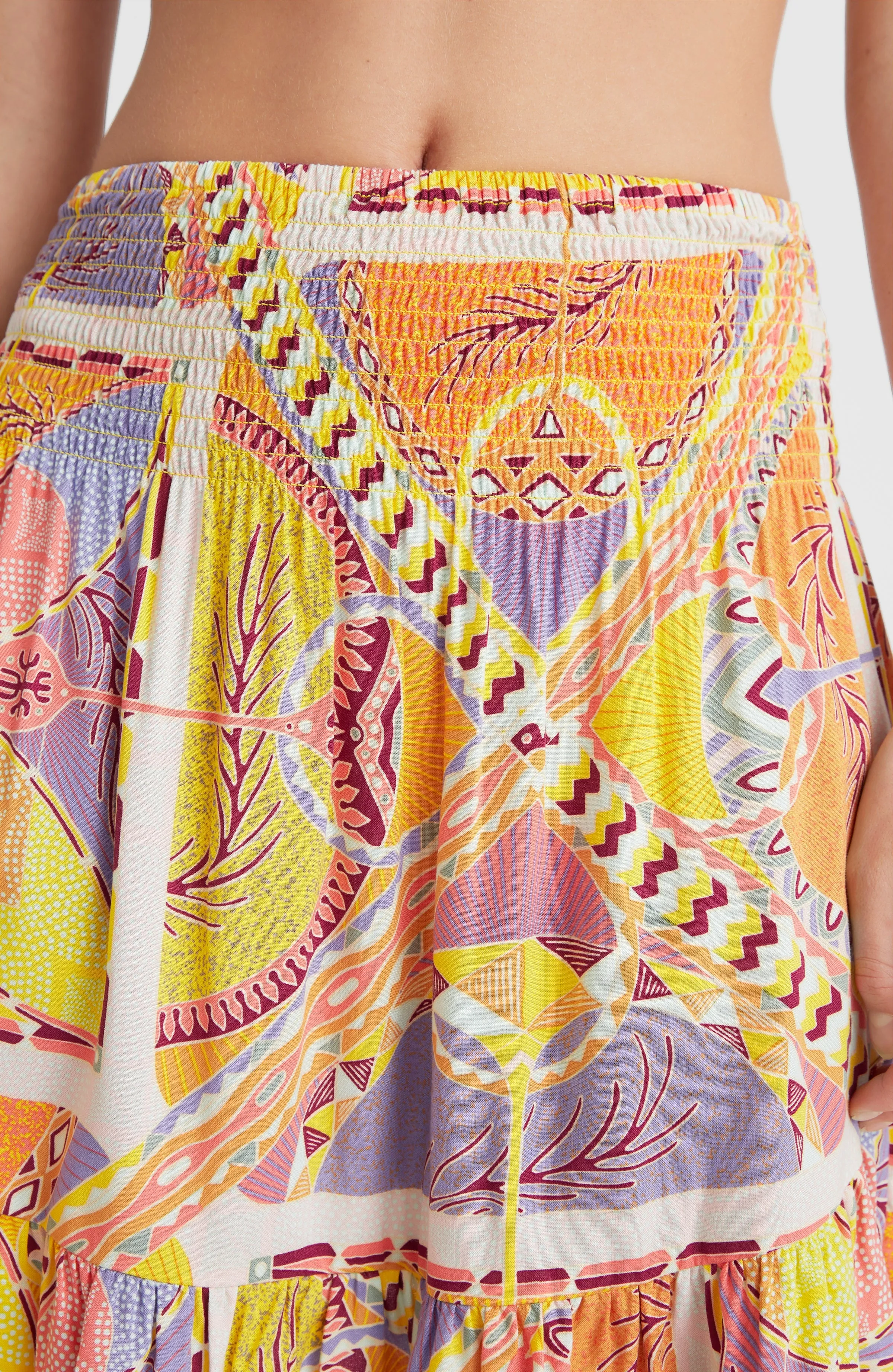 Lilia Smocked Skirt | Yellow Scarf Print