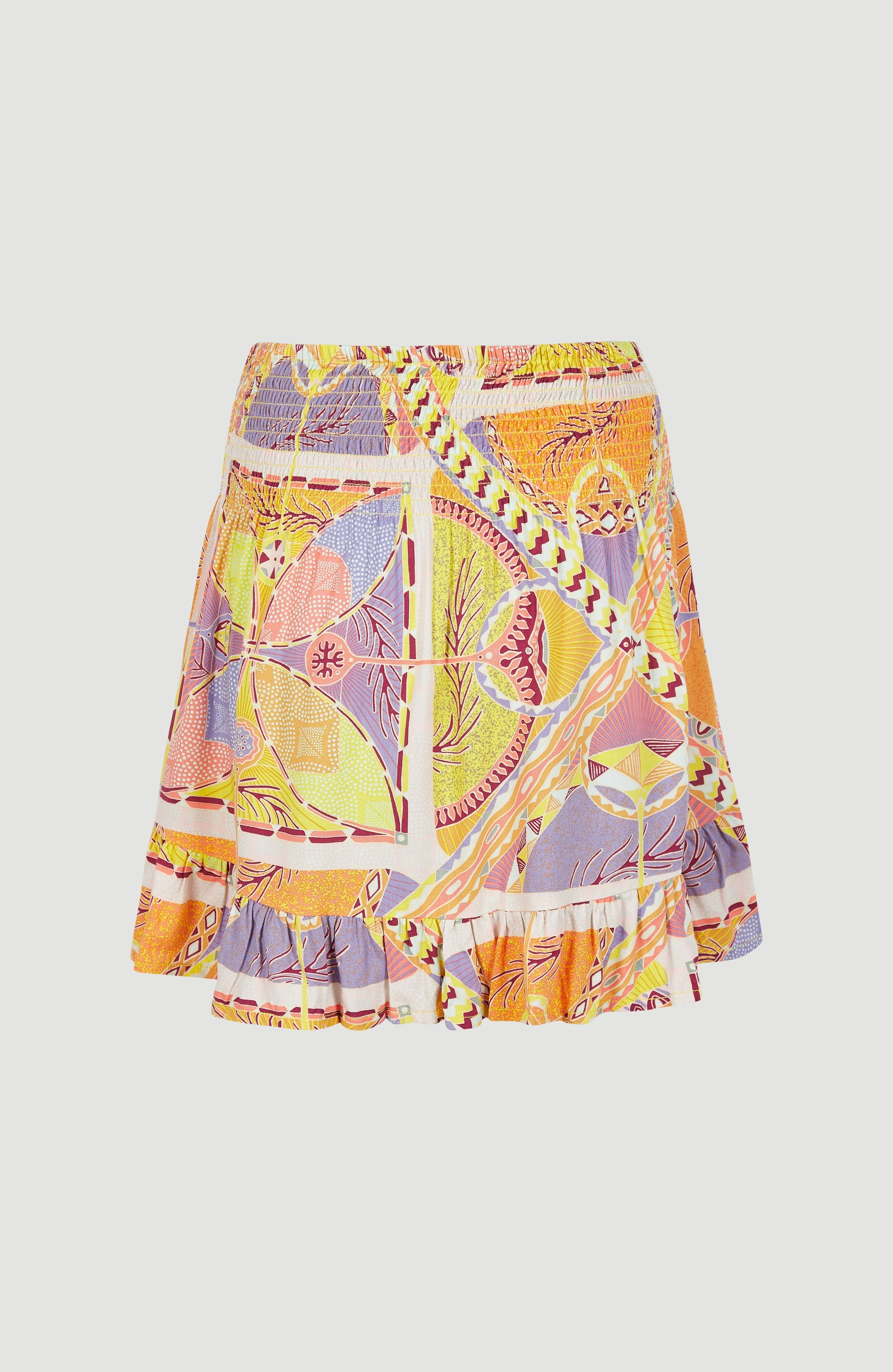 Lilia Smocked Skirt | Yellow Scarf Print