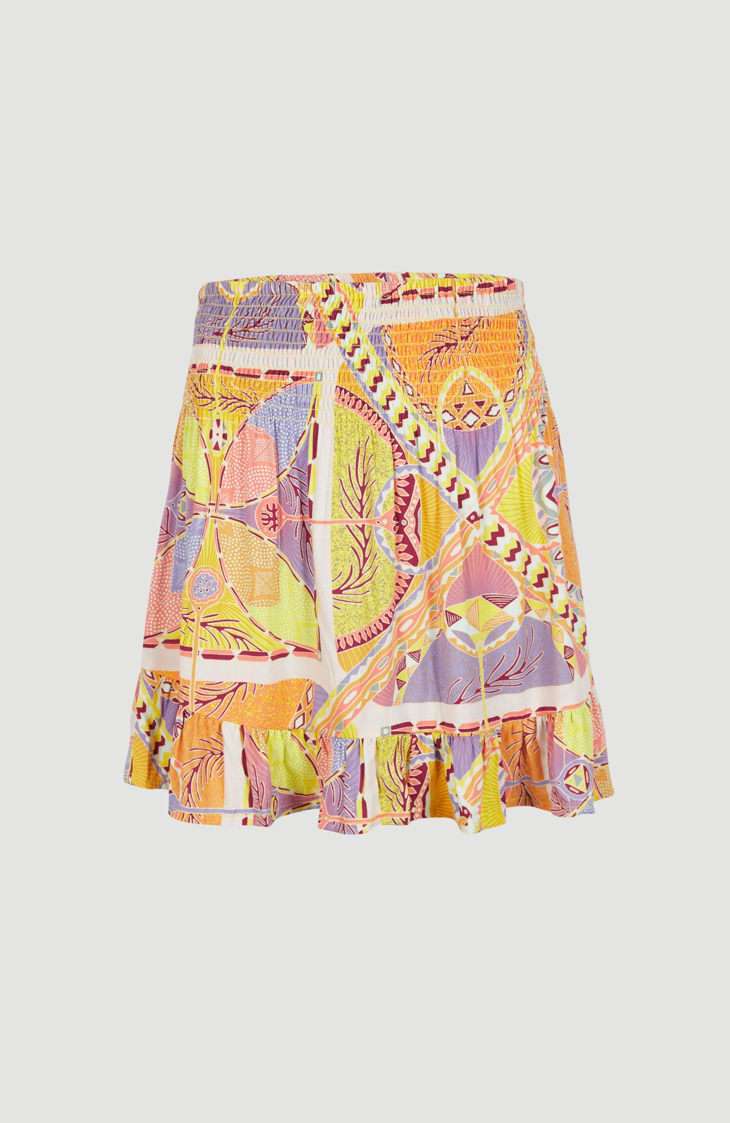 Lilia Smocked Skirt | Yellow Scarf Print