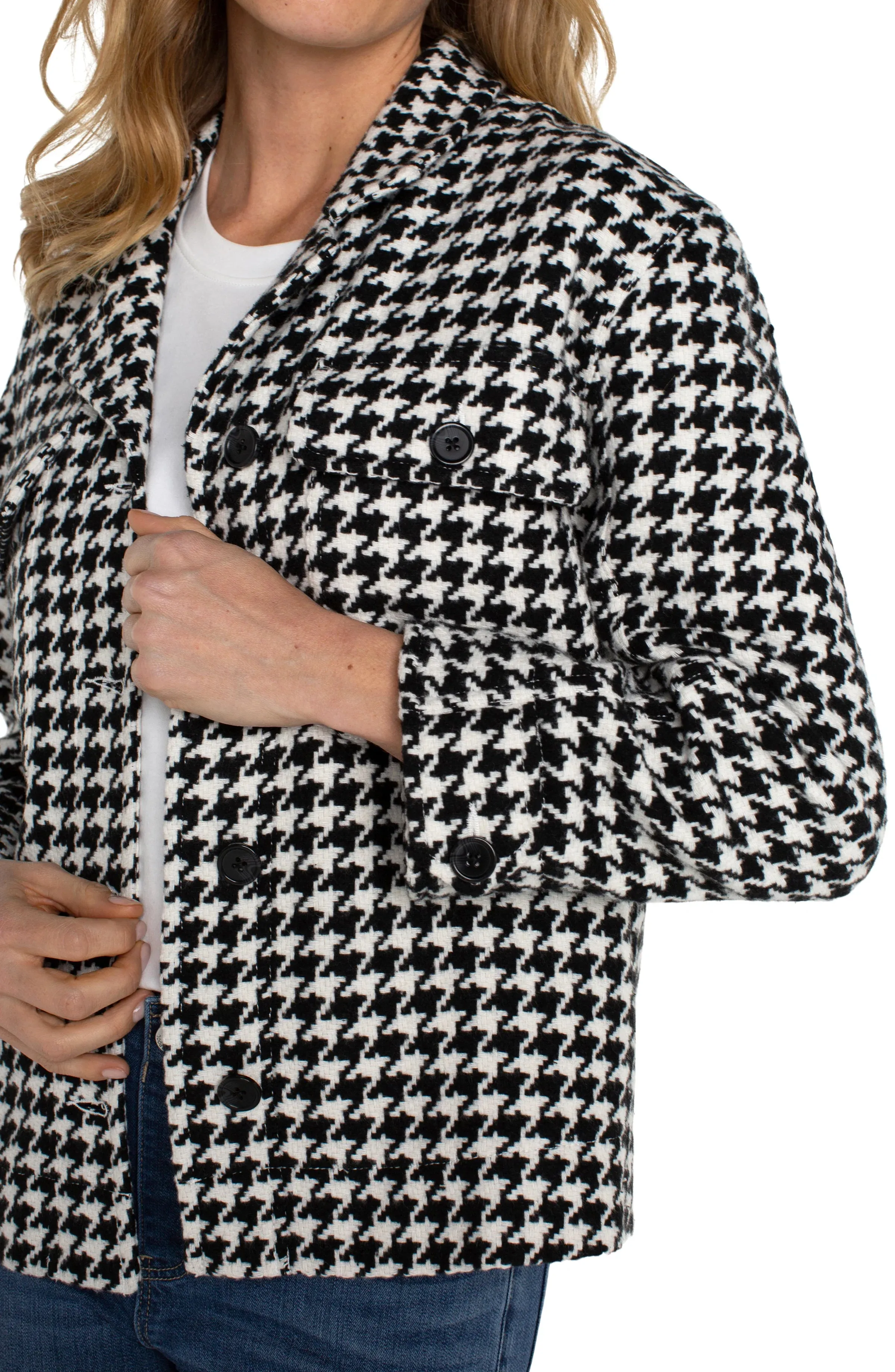 Liverpool Cropped Shacket Black/White Houndstooth