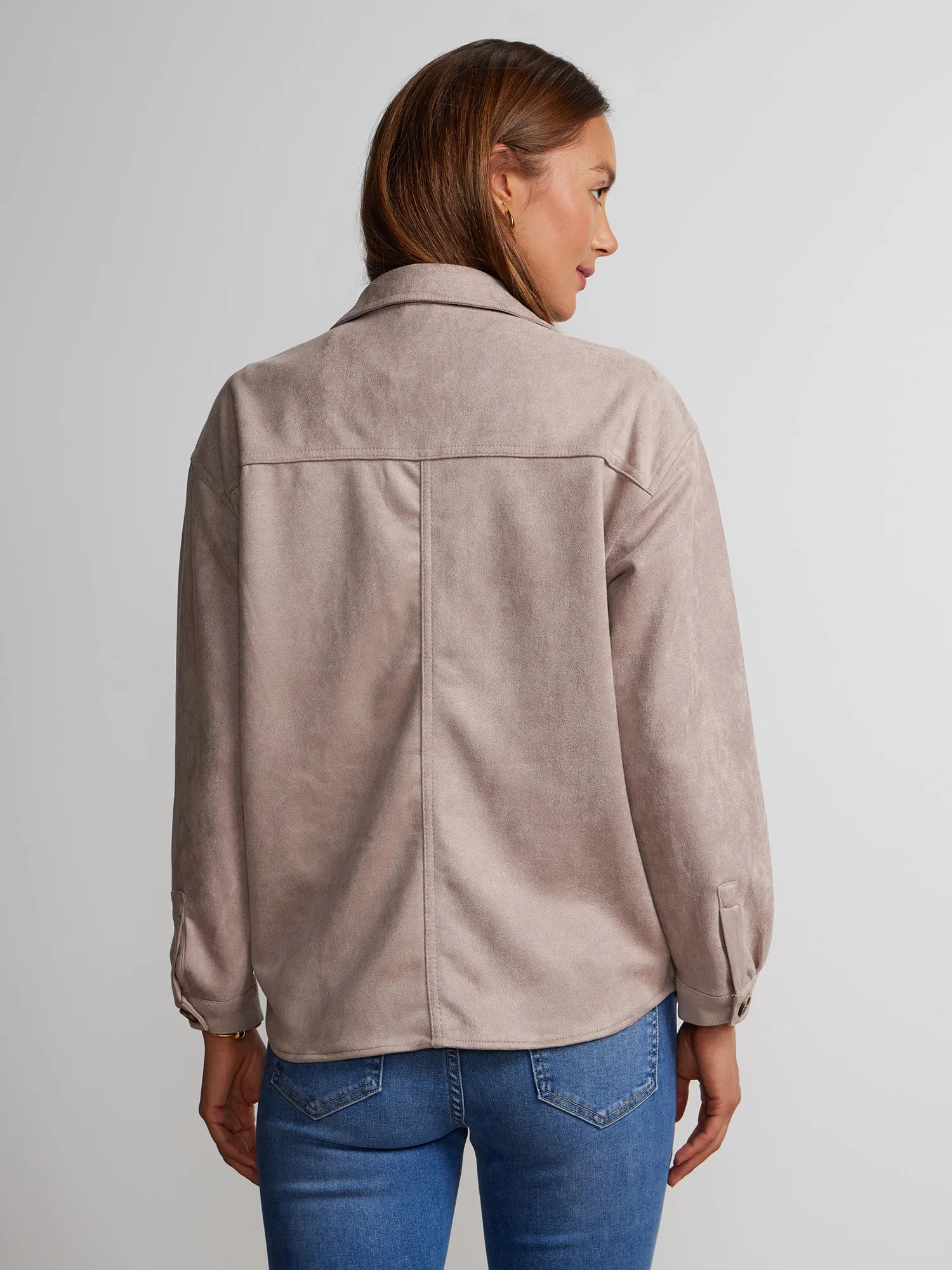 Long Sleeve Patch Pocket Suede Shacket