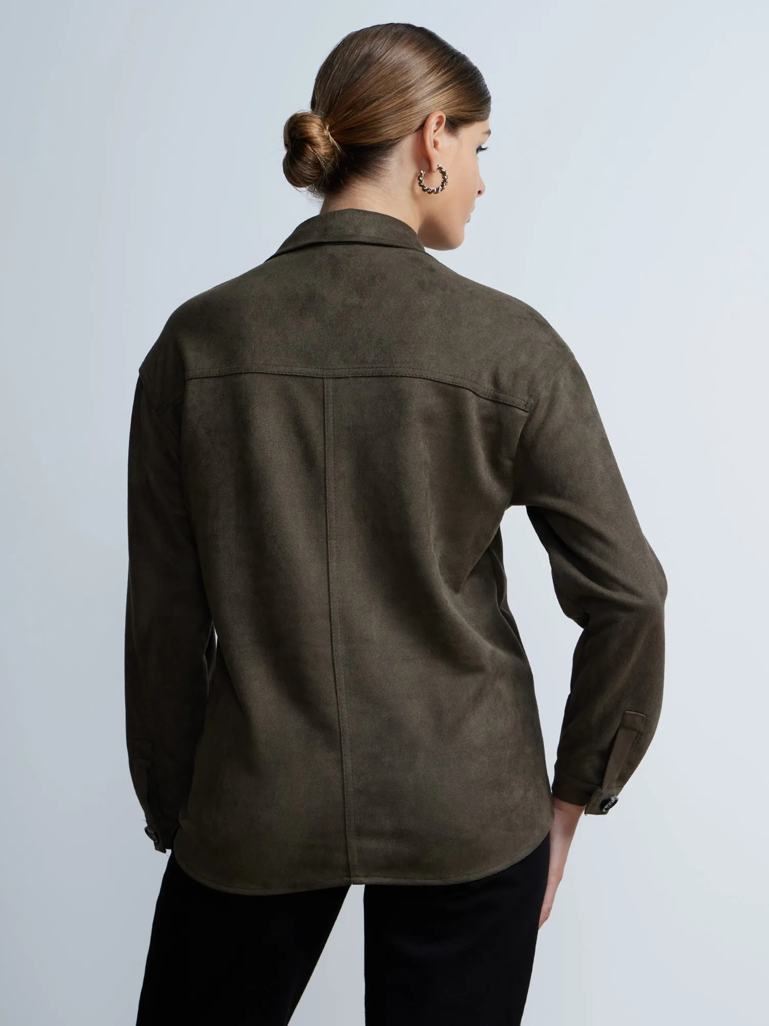 Long Sleeve Patch Pocket Suede Shacket