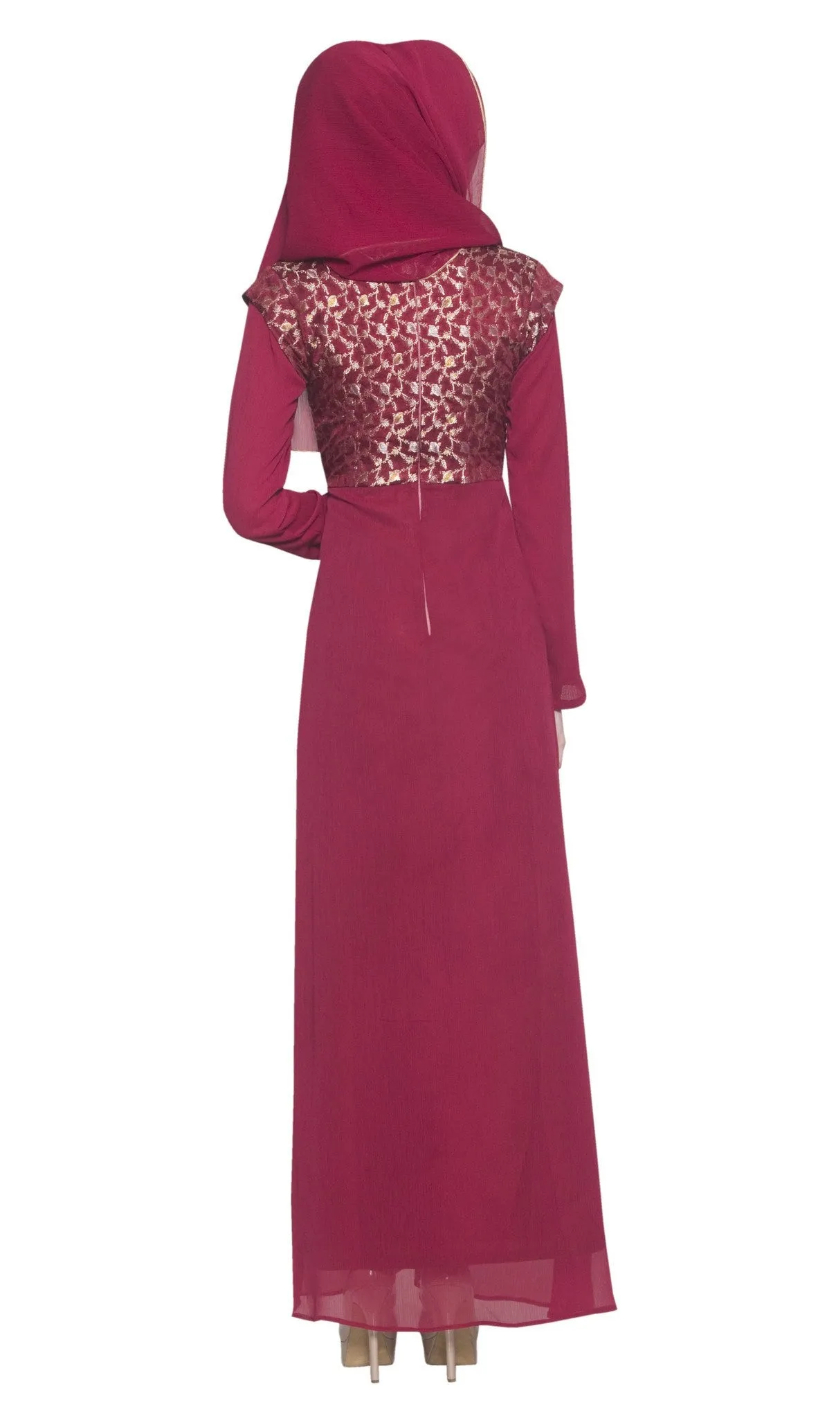 Marcella Long Sleeve Modest Muslim Formal Evening Dress - Maroon - FINAL SALE