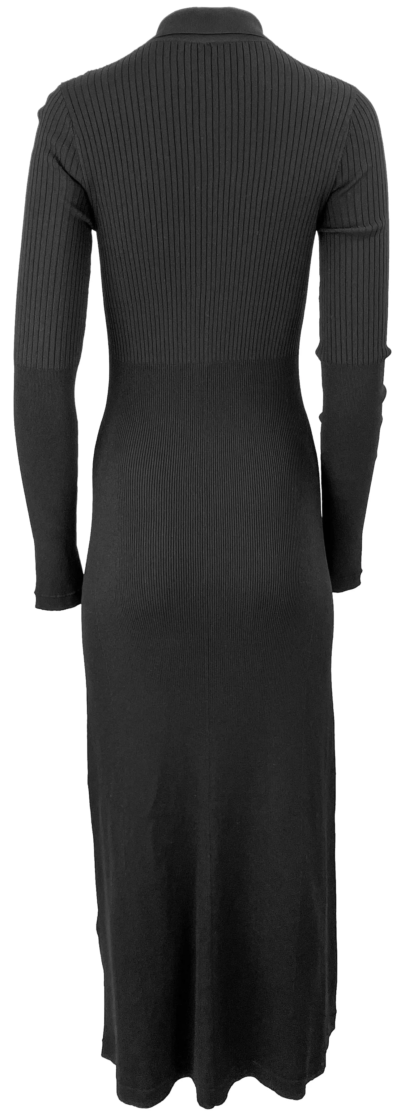 Maria McManus Ribbed Collar Midi Dress in Black