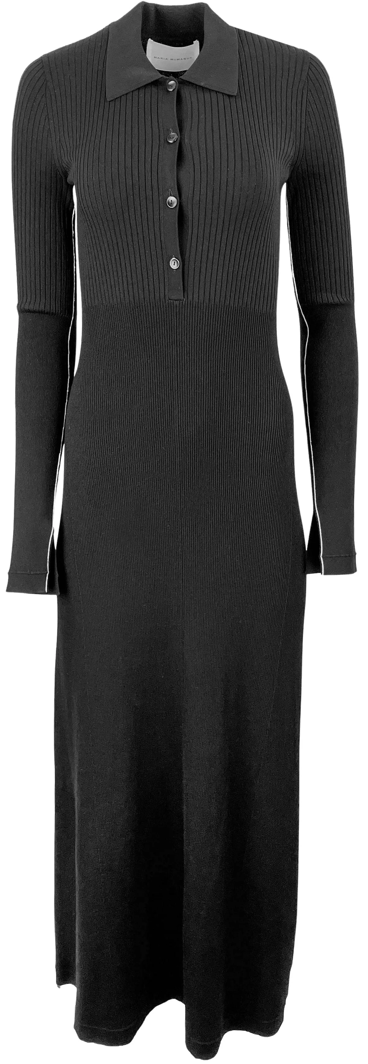 Maria McManus Ribbed Collar Midi Dress in Black