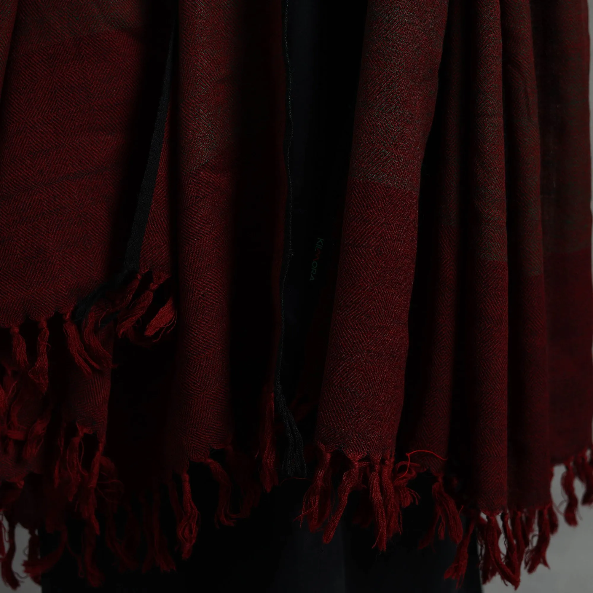 Maroon - Kumaun Handwoven Pure Merino Wool Shawl for Women 57