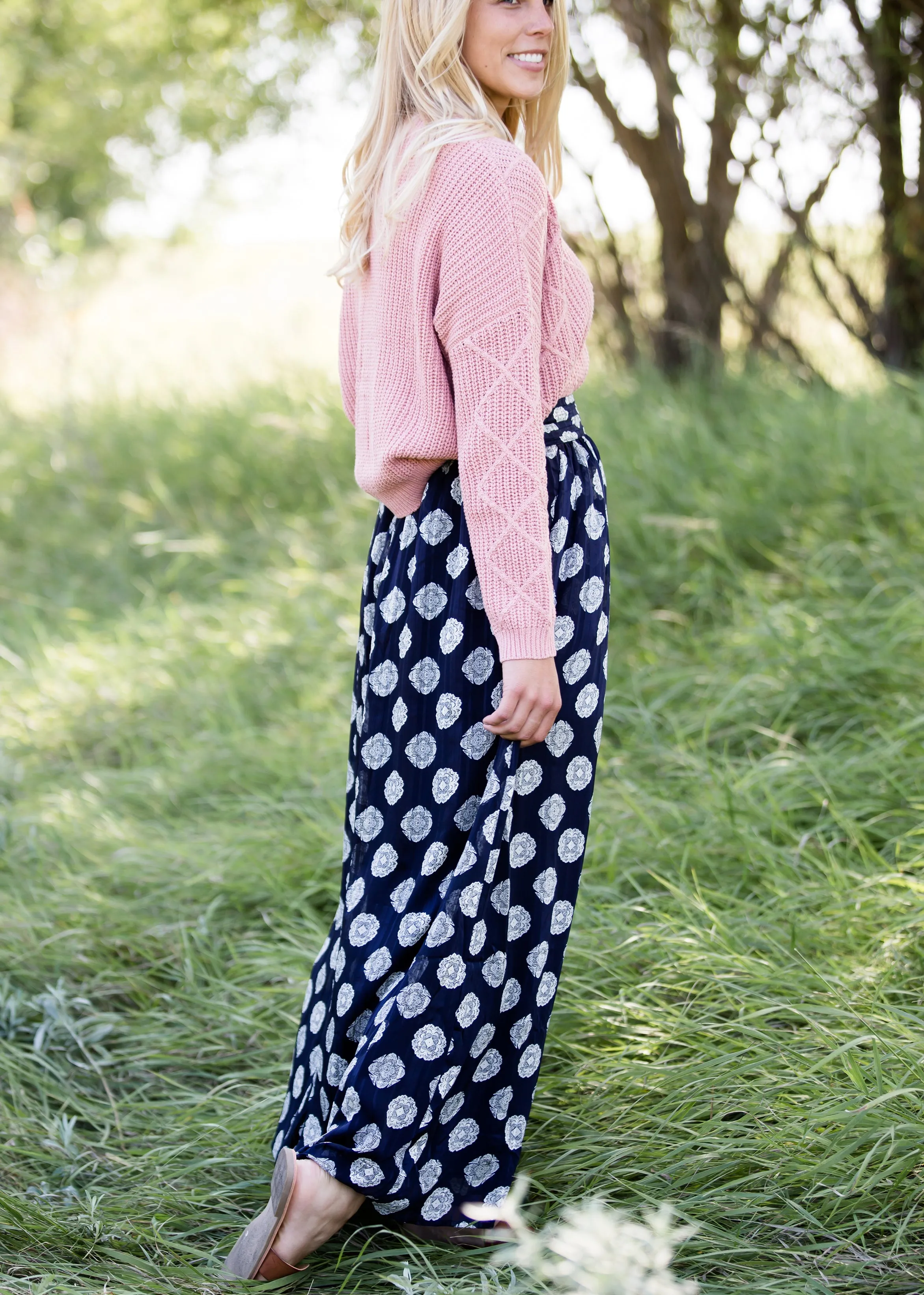 Medallion Print Maxi Skirt