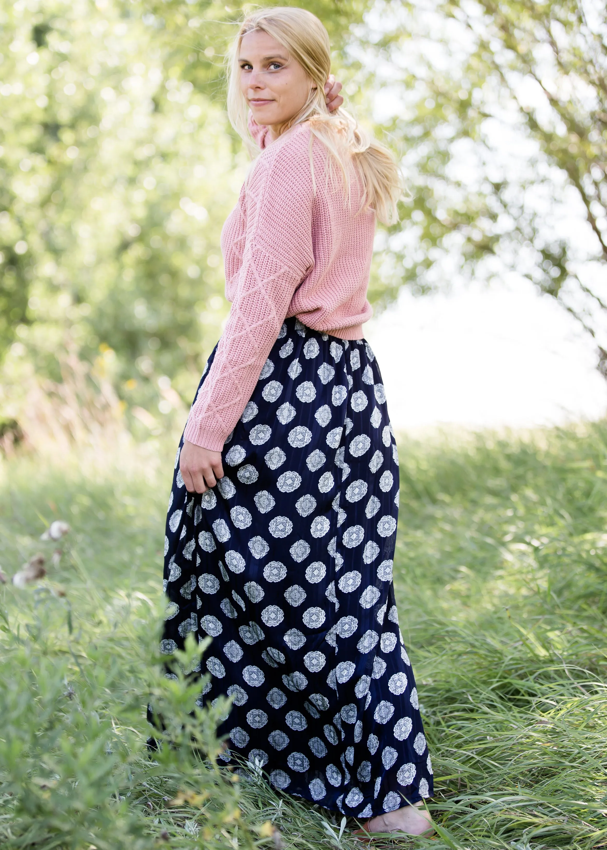 Medallion Print Maxi Skirt