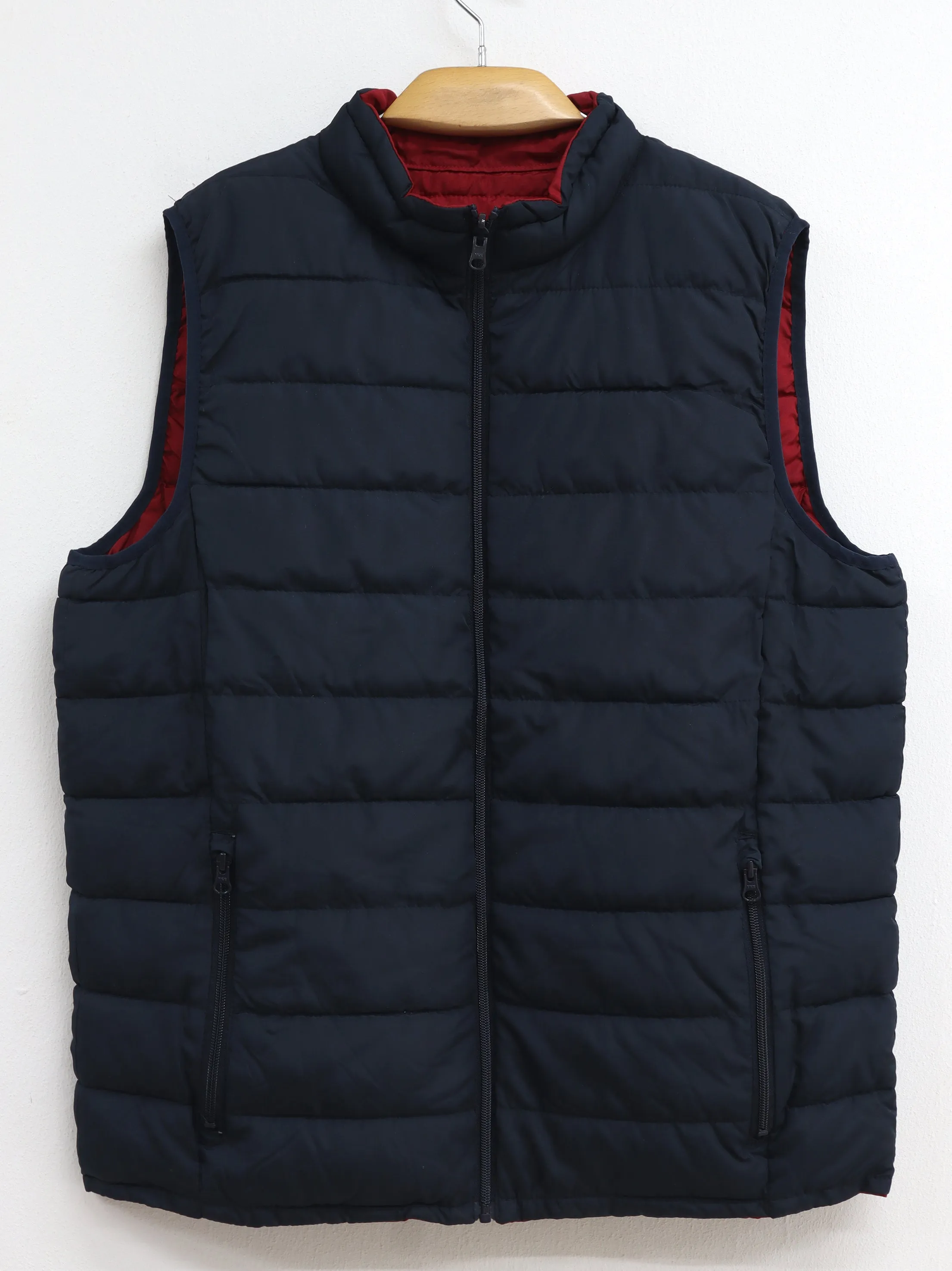 Men's Plain Solid Puffer Vest,Navy