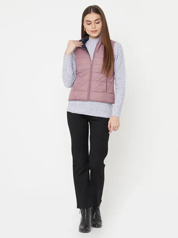 Mettle Women Pink Sleevless Puffer Jacket