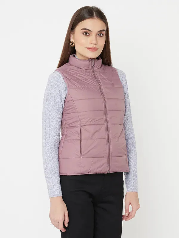 Mettle Women Pink Sleevless Puffer Jacket