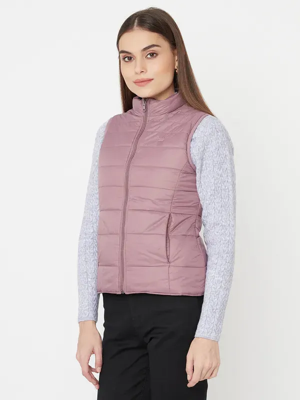 Mettle Women Pink Sleevless Puffer Jacket