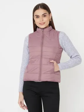 Mettle Women Pink Sleevless Puffer Jacket