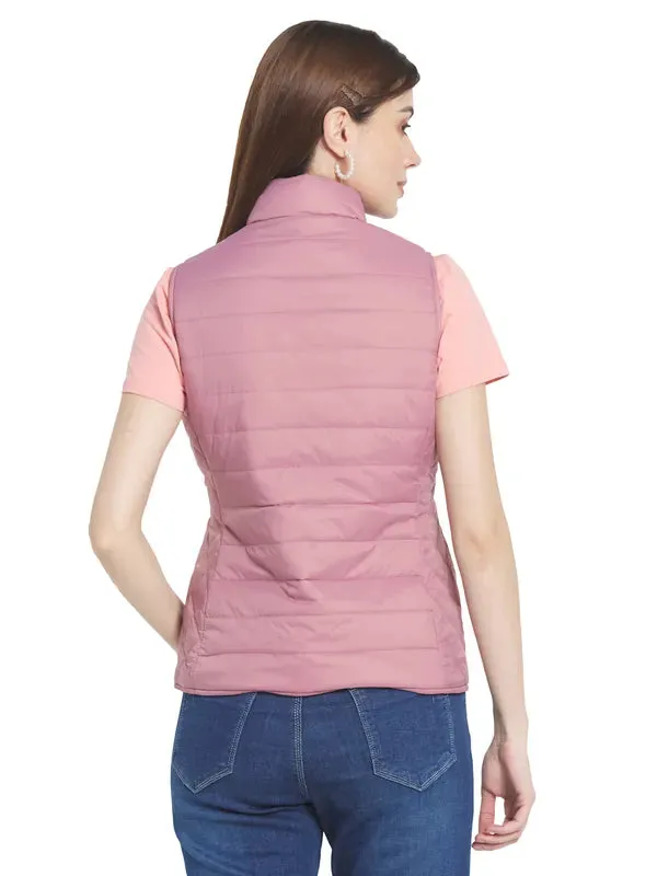 Mettle Women Pink Stand Collar Puffer Jacket