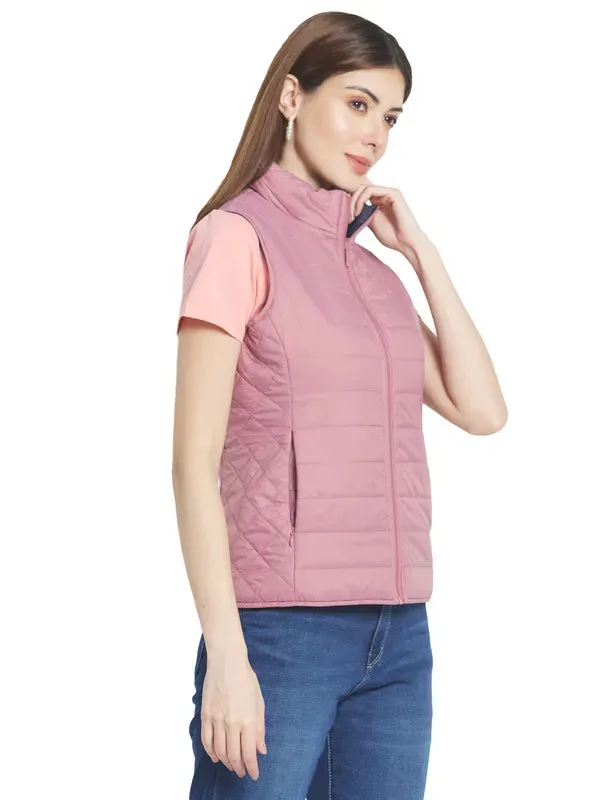 Mettle Women Pink Stand Collar Puffer Jacket