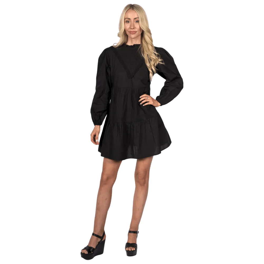 Miss Selfridge Women's Long Sleeve Smock Dress - Black