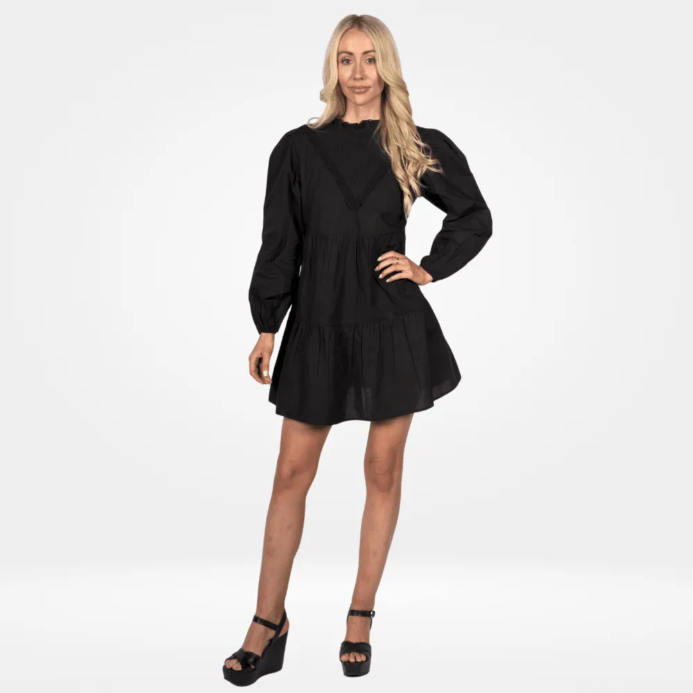 Miss Selfridge Women's Long Sleeve Smock Dress - Black